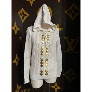 Just B Sparkly, Hooded, Cardigan Sweater Size Small